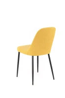 E-STYLO Sedia da pranzo in tessuto giallo e gambe in metallo nero, imbottita, 55cm X 46cm H. 85cm.