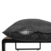 Divano da giardino modulare e rimovibile, Tavolino da caffè in vetro temperato, Grigio e Marrone