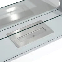 Caminetto a Bioetanolo da Tavolo 2000W in Acciaio Inossidabile Inodore con Vetro 78 x 25 x 58 cm Bianco