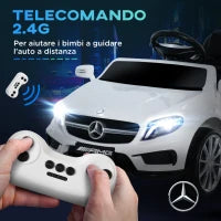 Macchina Elettrica per Bambini 3+ Anni con Telecomando e Fari LED, in PP e Metallo, 100x58x46 cm, Bianco