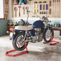 Combo di Supporto Ruota Anteriore e Posteriore Motocicletta Carico 390 kg con Adattatori per Forcelle a U e L Ruote