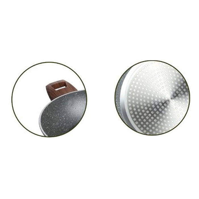 Trade Shop - Wok Rivestimento Antiaderente Antigraffio Per Induzione Con 2 Manici Legno ø24-28-32cm -