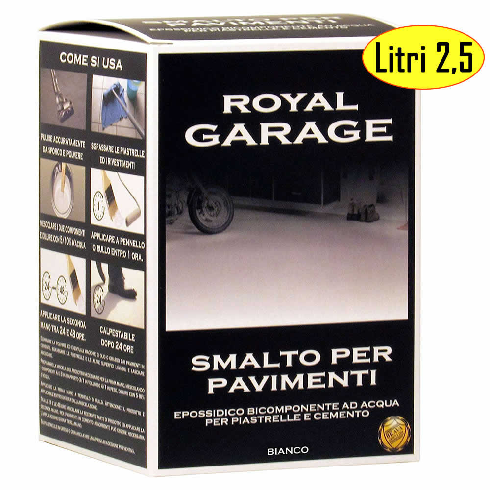Smalto brava royal garage bianco per pavimenti piastrelle ml 2500