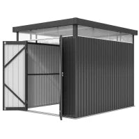 Capanno da Giardino con Lucernario in Acrilico e Fori di Drenaggio, in Acciaio, 200x258x201 cm, Grigio Scuro