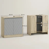 Armadietto Sottolavabo in MDF con Ritaglio per Lavandino con 2 Ante e 2 Mensole Regolabili, 60 x 30 x 60cm