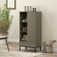 Credenza per Salotto Moderna con Porta Cassetto Ripiano Regolabile e 3 Scomparti Aperti 60x34x121 cm Naturale