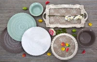 Piatto Porcellana Flower Giallo Ø Cm 33X2.5