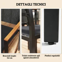 Set da Giardino 7 Pezzi con Tavolo da Pranzo e 6 Sedie Impilabili con Braccioli, Teak