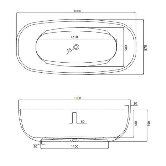 Vasca da bagno free standing greta artificial stone bianco opaco matt *** confezione 1
