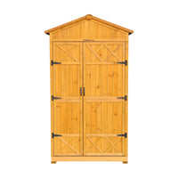 Casetta da giardino in legno d'abete e 6 vani portaoggetti, 105cm,