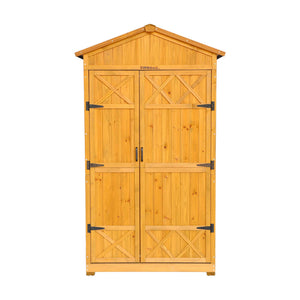 Casetta da giardino in legno d'abete e 6 vani portaoggetti, 105cm,
