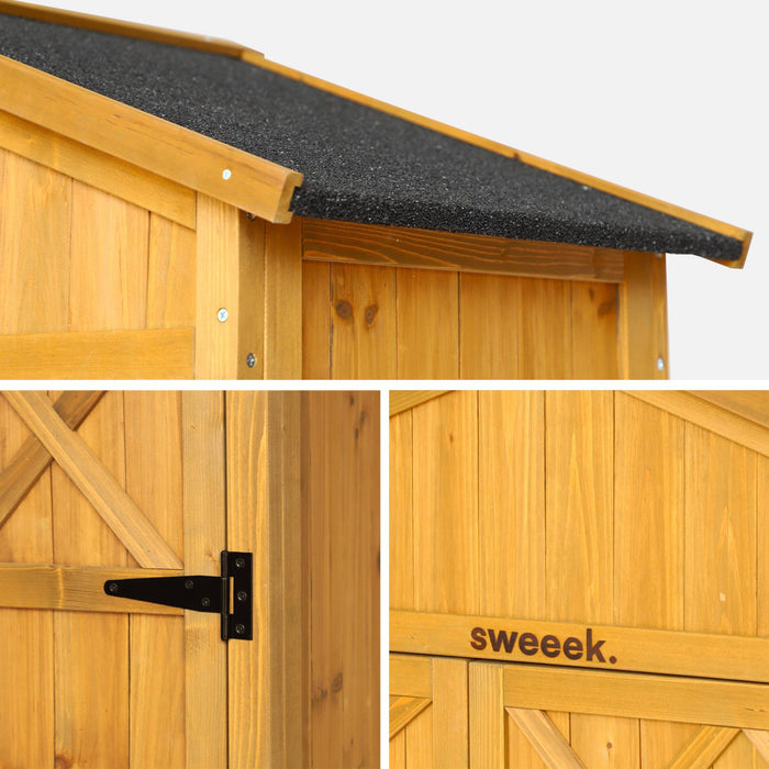 Casetta da giardino in legno d'abete e 6 vani portaoggetti, 105cm,