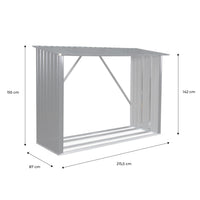 Capannone da giardino in acciaio zincato per legna, 80x215x155cm,