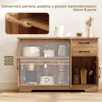 Mobile Cucina con 2 Cassetti e 3 Armadietti, Ripiani Regolabili, 120x38x79 cm, Rovere