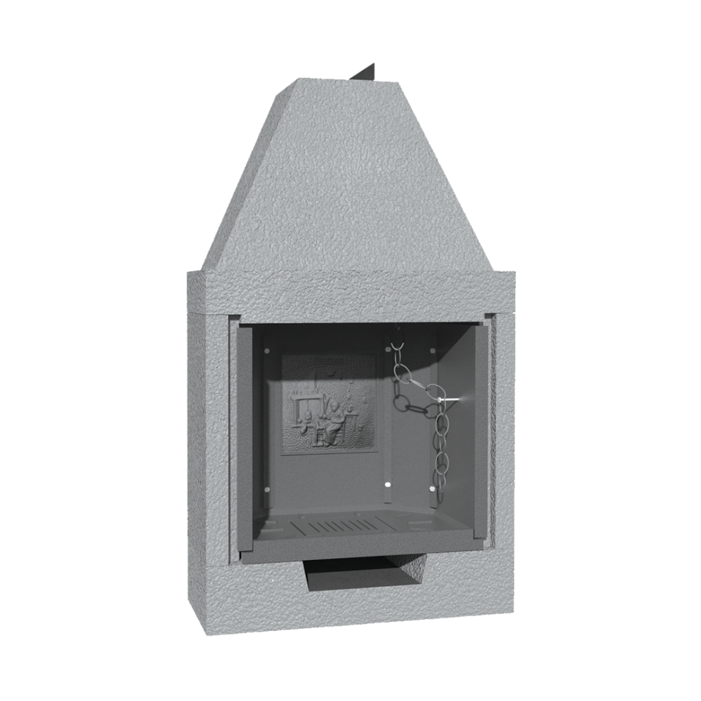 Camino a legna prefabbricato in ghisa con focolare aperto m80tgh riscaldamento