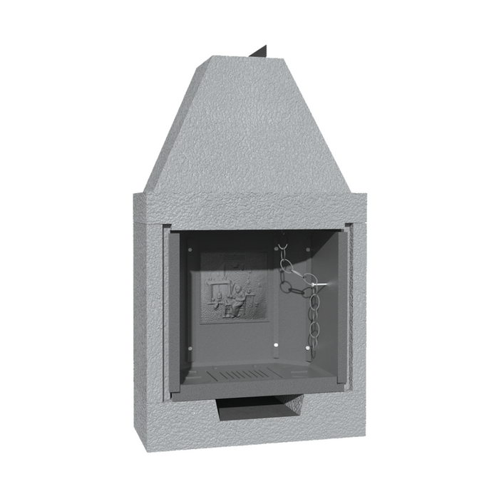 Camino a legna prefabbricato in ghisa con focolare aperto m80tgh riscaldamento