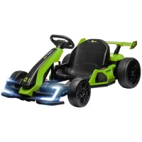 Go Kart Elettrico per Bambini 6-12 Anni 24V 12km/h con Seggiolino Regolabile, Verde
