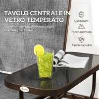 Panchina a Dondolo da Giardino a 2 Posti in Metallo e Tessuto a Rete Traspirante, 147x78x101.5cm, Marrone e grigio