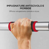 Sbarra per Trazioni a Larghezza Regolabile con Impugnature Antiscivolo, 75-92x10x7 cm, Rosso e Nero