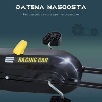 Go-Kart a Pedali per Bambini con Sedile Regolabile, Freno e Frizione, 95x66.5x57cm, Bianco Nero