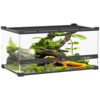 Terrario in vetro per rettili, fondo rialzato e impermeabile, serratura a pulsante