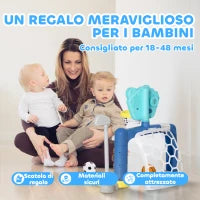 Gioco per Bambini con Rete da Calcio, Canestro Basket Regolabile e Buca da Golf, 54x38.8x60.4-68 cm