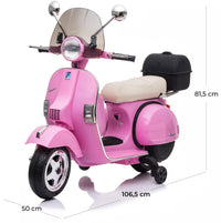 Moto Scooter Elettrico per Bambini Piaggio VESPA PX150 FULL con Parabrezza e Bauletto 12V-Rosa