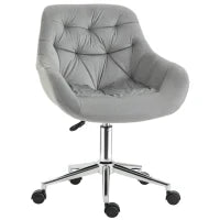 Sedia da Ufficio Ergonomica Girevole con Altezza Regolabile e Ruote, Rivestimento in Velluto, 59x58x80-90cm, Grigio