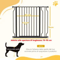 Cancelletto di Sicurezza per Cani Estensibile 75-95 cm in Acciaio e ABS, 75-95x76 cm, Nero