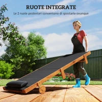 Lettino Prendisole con Schienale Regolabile su 4 Posizioni Ruote e Poggiatesta, Nero