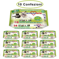 Amore mio salviette detergenti per cani gatti e cuccioli alla citronella 10 confezioni da 36 salviette