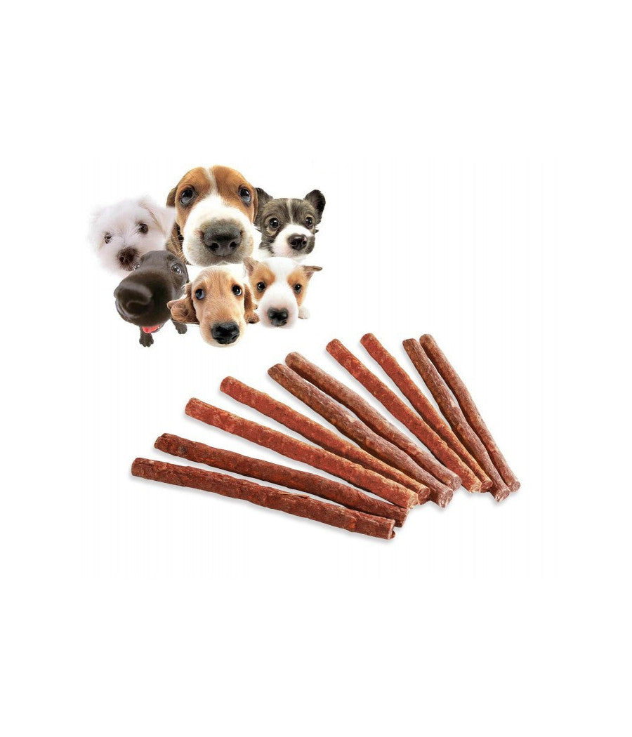 X 10 Bastoncini Stick Di Carne Essiccata Cani Deliziosi Snacks Premio Animali         