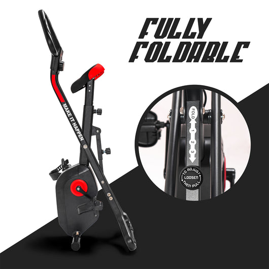 HYPER 6000 - Cyclette pieghevole X-Bike con volando da 6kg e resistenza magnetica regolabile su 8 livelli. Cyclette da camera con display LCD, cardiofrequenzimentro supporto per cellulare