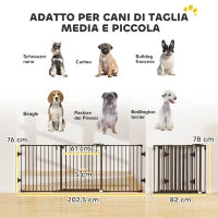 Cancellino per Cani Pieghevole in Acciaio con Chiusura Automatica, 202.5x2x76cm, Nero