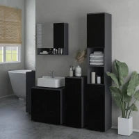 kleankin Mobile Sottolavabo Bagno in Legno con Armadietto 2 Ante, 60x30x60cm, Nero