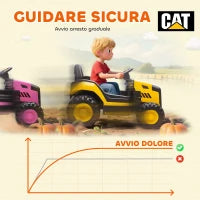 Macchina Elettrica per Bambini 3-6 Anni Marchio Ufficiale CAT 12V, Guida Manuale e con Telecomando, Giallo