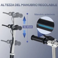 Monopattino Elettrico Pieghevole Altezza Regolabile 82-93cm con Freno Velocità 12km/h, Nero
