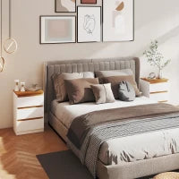 Set di 2 Comodini con 3 Cassetti in Stile Moderno, 40 x 30 x 59,5 cm, Bianco