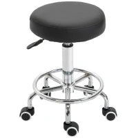Sgabello con Ruote, sgabello da massaggio con altezza regolabile 50-64 cm e seduta imbottita, girevole 360°, nero