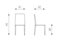 E-STYLO Sedia in similcuoio bianco e gambe rivestite in similcuoio bianco, impilabile, 42cm X 41cm H. 95cm.