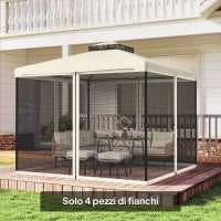 Zanzariera per Gazebo Tende di Ricambio Universale con Cerniere, 302x207cm - Nero e Beige