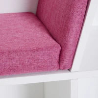 Libreria Panca 2 in 1, Design Contemporaneo, 6 Scomparti, 3 Cuscini Inclus,i 102L x 30P x 61H cm, Bianco e Rosa