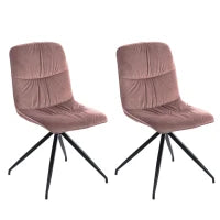 E-STYLO Sedia in tessuto rosa antico con gambe in metallo nero, imbottita, 43cm X 38cm H. 86.5cm.