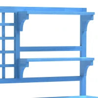 Armadio da giardino in legno con ripiani, armadio multifunzionale per esterni con piano aperto, 141,5x44x105 cm, Blu
