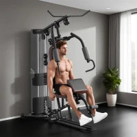 Stazione Fitness con Pesi da 45kg in Acciaio per Allenamento a Casa, 170x104x205cm, Nero