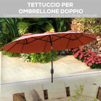 Ombrellone da Giardino Doppio Inclinabile con Apertura a Manovella, 295x152x222cm, Rosso