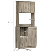 Credenza Moderna per Cucina o Sala da Pranzo, Mobile Buffet con Armadietti e Cassetti in Legno, Grigio, 71x41x178cm
