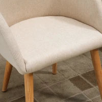 Set di 2 Sedie da Pranzo Stile Scandinavo Imbottite in Tessuto, 55x56x74 cm, Beige