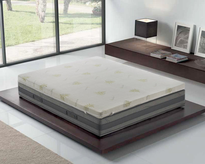 Topper Piazza e Mezza 120x190 in memory foam 7 cm con rivestimento in aloe vera sfoderabile