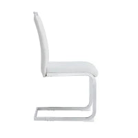 Set di 2 Sedie moderne per sala da pranzo, con schienale alto, in PU e tessuto, per Cucina e ufficio, Bianco